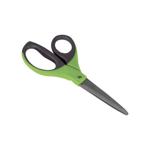 Q-CONNECT Q-CONNECT schaar Premium, ft 21 cm, rechts en links, scherpe punt, RVS, grijs/groen, blister van 1 stuk