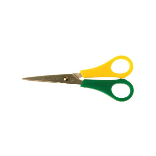 Bouhon Bouhon schaar Inox 14 cm, voor linkshandigen, geel/groen, met scherpe punt