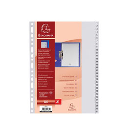 Exacompta Exacompta tabbladen numeriek voor ft A4, uit PP, 31 tabs, grijs