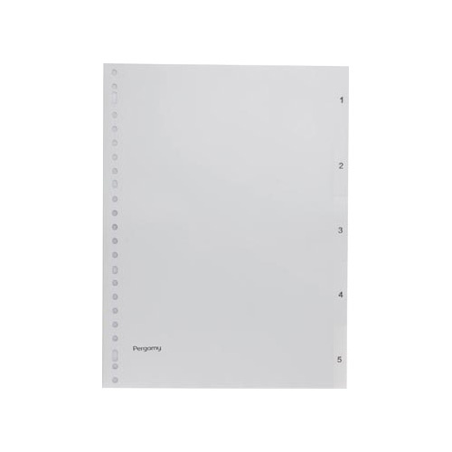 Pergamy Pergamy tabbladen, ft A4, 23-gaatsperforatie, grijze PP, set 1-5