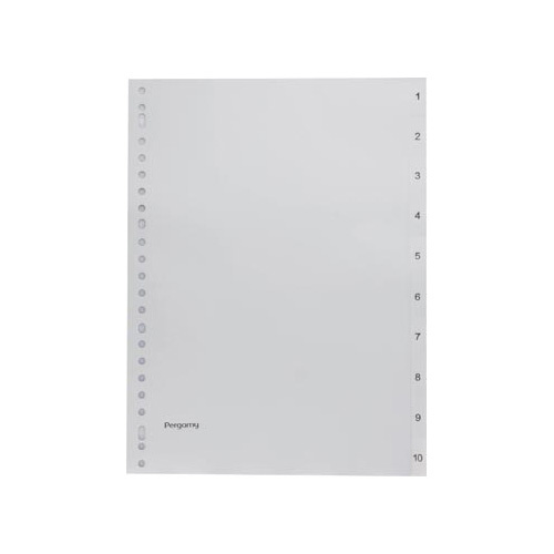 Pergamy Pergamy tabbladen, ft A4, 23-gaatsperforatie, grijze PP, set 1-10