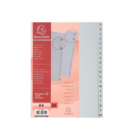 Exacompta Exacompta tabbladen voor ft A4, uit PP, van A tot Z, 20 tabs, grijs