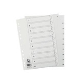 Q-CONNECT Q-CONNECT tabbladen, A4, PP, 11-gaatsperforatie,met indexblad, set van 1-10, wit