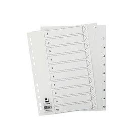 Q-CONNECT Q-CONNECT tabbladen, A4, PP, 11-gaatsperforatie,met indexblad, set van 1-10, wit