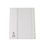 Q-CONNECT Q-CONNECT tabbladen, A4, PP, 11-gaatsperforatie, met indexblad, set van 1-20, wit