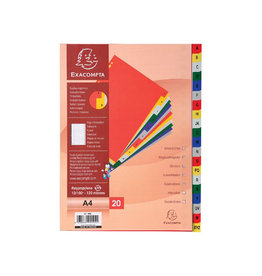 Exacompta Exacompta tabbladen voor ft A4, uit PP, van A tot Z, 20 tabs, met indexblad, geassorteerde kleuren