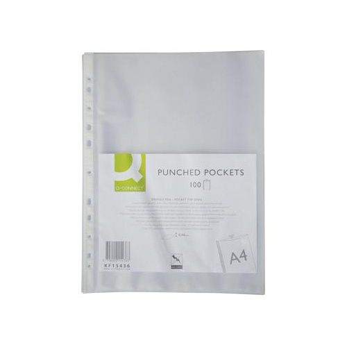 Q-CONNECT Q-CONNECT geperforeerde showtas 11-gaatsperforatie, gekorreld, 60 micron, pak van 100 stuks