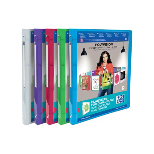 Oxford Oxford Polyvision ringmap, ft A4, uit PP, 4 O-ringen van 15 mm, rug van 2 cm, gassorteerde kleuren