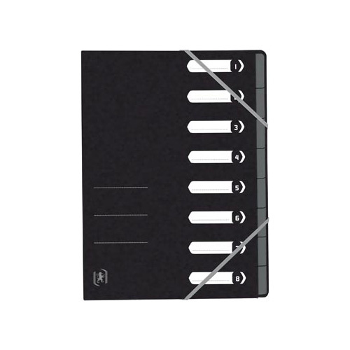 Oxford Elba Oxford Top File+ sorteermap, 8 vakken, met elastosluiting, zwart