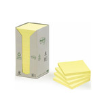 Post-it Recycled notes, 100 vel, ft 76 x 76 mm, geel, pak van 16 blokken