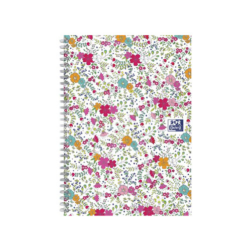 Oxford Oxford Floral hardcover spiraalschrift, ft B5, 60 vel, wit