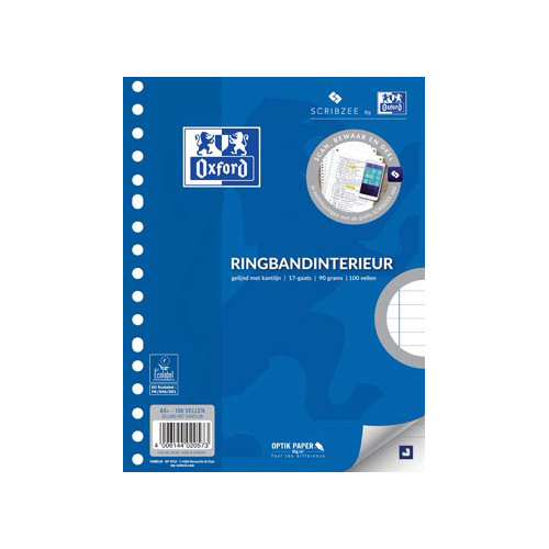Oxford Oxford ringbandinterieur A5, 17 gaten met kantlijn