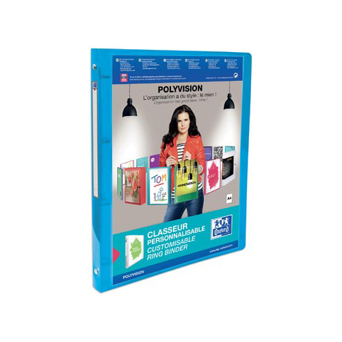 Oxford Oxford Polyvision ringmap, ft A4, uit PP, 4 O-ringen van 15 mm, rug van 2 cm, transparant blauw