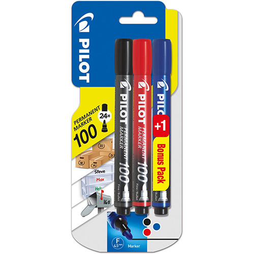 Pilot Pilot permanent marker 100, 3 st. (2 + 1 GRATIS)