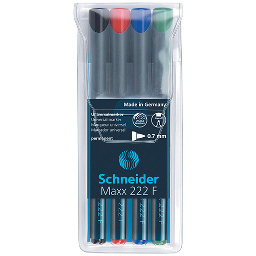 Schneider Schneider permanent marker Maxx 222, etui van 4 stuks in geassorteerde kleuren