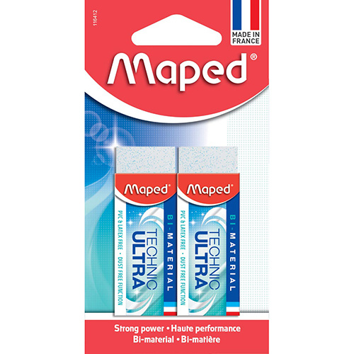 Maped Maped gum Technic Ultra Classic, wit, blister van 2 stuks