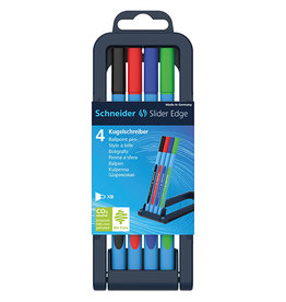 Schneider Schneider balpen Slider Edge, extra breed, geassorteerde kleuren, opstelbare doos van 4 stuks
