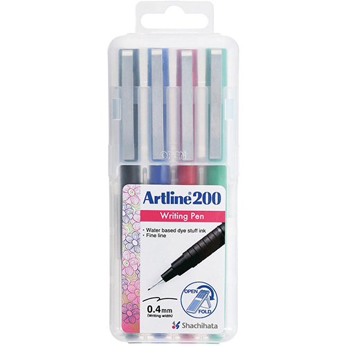 Artline Artline 200 fineliner, etui van 4 stuks, assorti