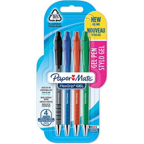 Paper Mate Paper Mate balpen Flexgrip Gel, blister van 4 geassorteerde stuks