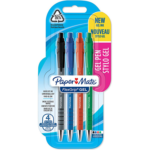 Paper Mate Paper Mate balpen Flexgrip Gel, blister 4 geassorteerde st.