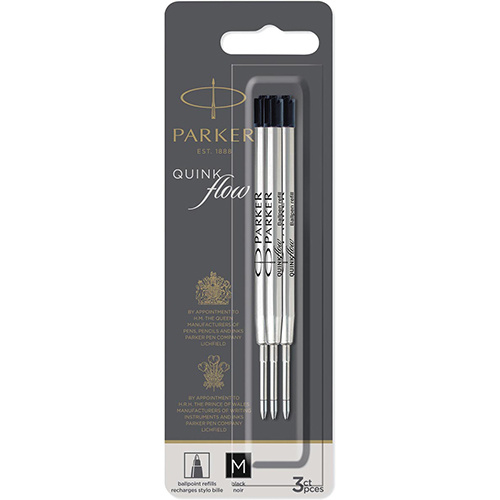 Parker Parker Quinkflow vulling voor balpen, medium, zwart, blister met 3 stuks