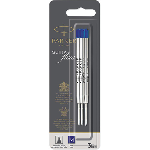 Parker Parker Quinkflow vulling voor balpen, medium, blauw, blister met 3 stuks