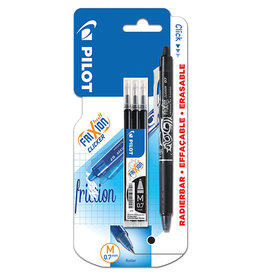 Pilot Pilot gelroller Frixion Ball Clicker, blister van 4 stuks (1 gelroller + 3 vullingen), zwart