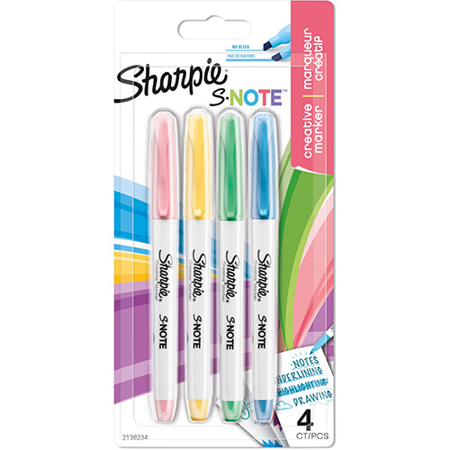 Sharpie Sharpie S-Note markeerstift, 4 stuks, assorti