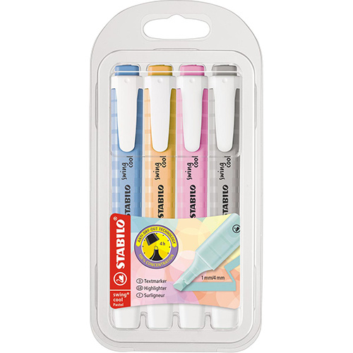 Stabilo STABILO swing cool markeerstift pastel, etui van 4 st.