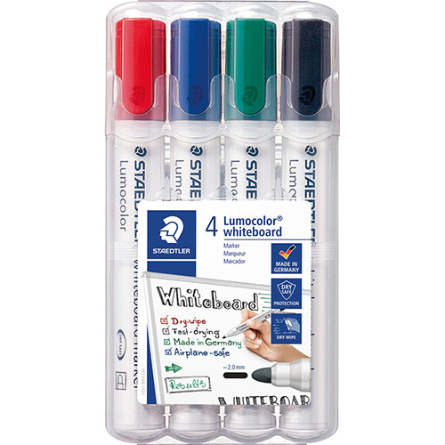 Staedtler Staedtler Lumocolor whiteboardmarker etui van 4 stuks in geassorteerde kleuren