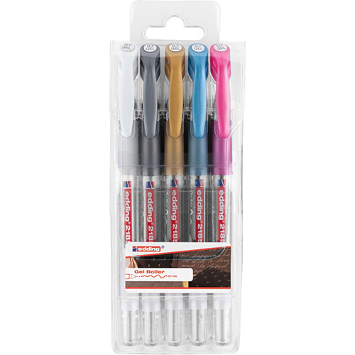 Edding Edding gelroller 2185, etui met 5 stuks in geassorteerde kleuren