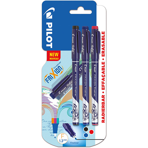 Pilot Pilot fineliner Frixion Basic, geassorteerde kleuren, set van 3 stuks