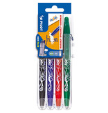 Pilot Pilot roller Frixion Ball Set 2 Go blister van 4 stuks: zwart, blauw, rood en groen