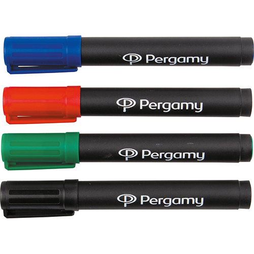 Pergamy Pergamy permanent marker met ronde punt, etui met 4 stuks