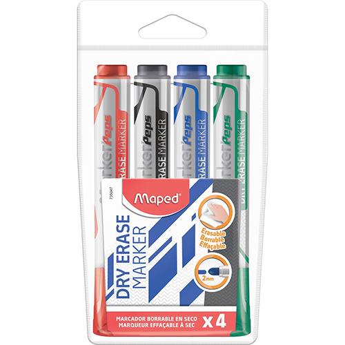 Maped Maped whiteboardmarker Jumbo, ronde punt, etui van 4 stuks in geassorteerde kleuren