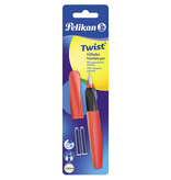 Pelikan Twist vulpen, op blister, rood (Fiery Red)