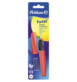 Pelikan Twist vulpen, op blister, rood (Fiery Red)