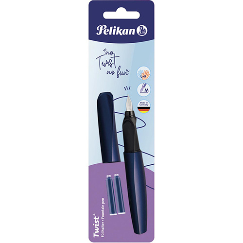 Pelikan Twist vulpen, op blister, donkerblauw (Night Breeze)