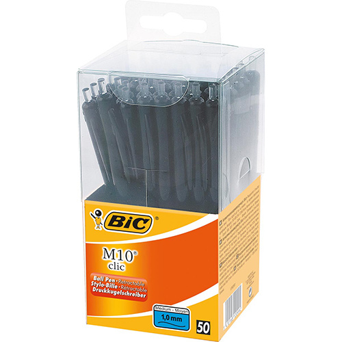 Bic Bic balpen M10 Clic, doos met 50 stuks, zwart