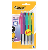 Bic Bic balpen M10 Clic Pastel, 8+2 gratis, op blister