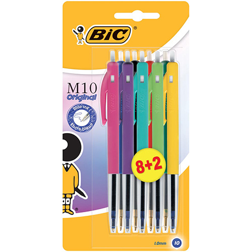 Bic Bic balpen M10 Clic Colors 8+2 gratis, op blister