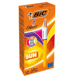 Bic Bic Colours Sun 4-kleurenbalpen, medium, fashion inktkleuren, lichaam geel