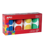 Apli Kids Apli Kids stickers XL cirkels, diameter 45 mm, doos met 4 rollen in 4 kleuren