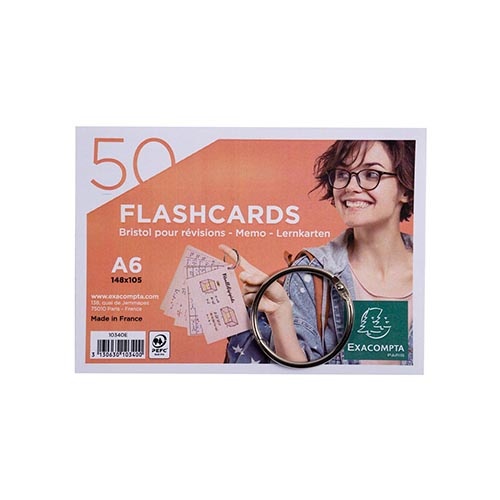 Exacompta Exacompta gekleurde systeemkaarten, ft A6, gelijnd, pak van 50 stuks