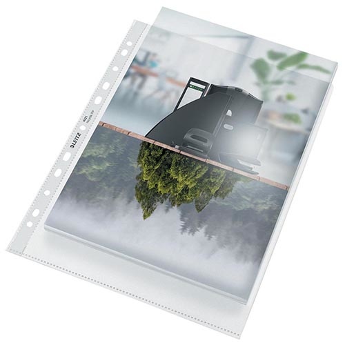 Leitz Leitz Recycle geperforeerde Maxi showtas, ft A4, 100 micron, gekorreld, doos van 25 stuks