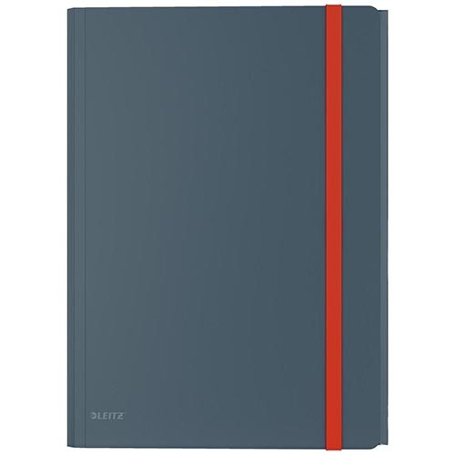 Leitz Leitz Cosy elastomap met 3 kleppen, met opbergvak met drukknoppsluiting, uit PP, ft A4, grijs