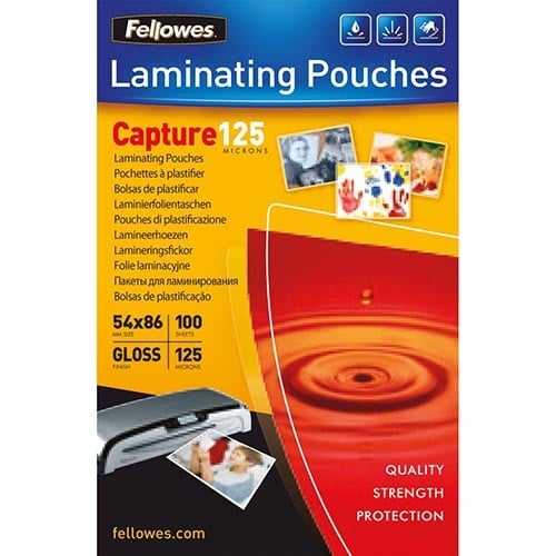 Fellowes Fellowes lamineerhoes Capture125 ft 54 x 86 mm, 250 micron (2 x 125 micron), pak van 100 stuks