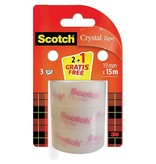 Scotch Scotch Crystal tape, 19 mm x 15 m,2 rollen + 1 gratis