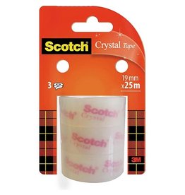 Scotch Scotch Crystal Clear Tape Navullingen 19 mm x 25 m, 3 rollen