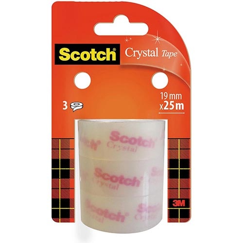 Scotch Scotch Crystal Clear Tape Navullingen 19 mm x 25 m, 3 rollen